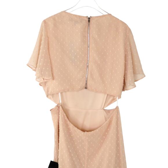 Lulus Deep in My Heart Blush Swiss Dot Cutout Maxi Dress Pink Formal Gown Large - Picture 7 of 13